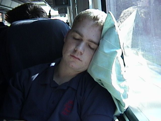 Me sleeping on the bus